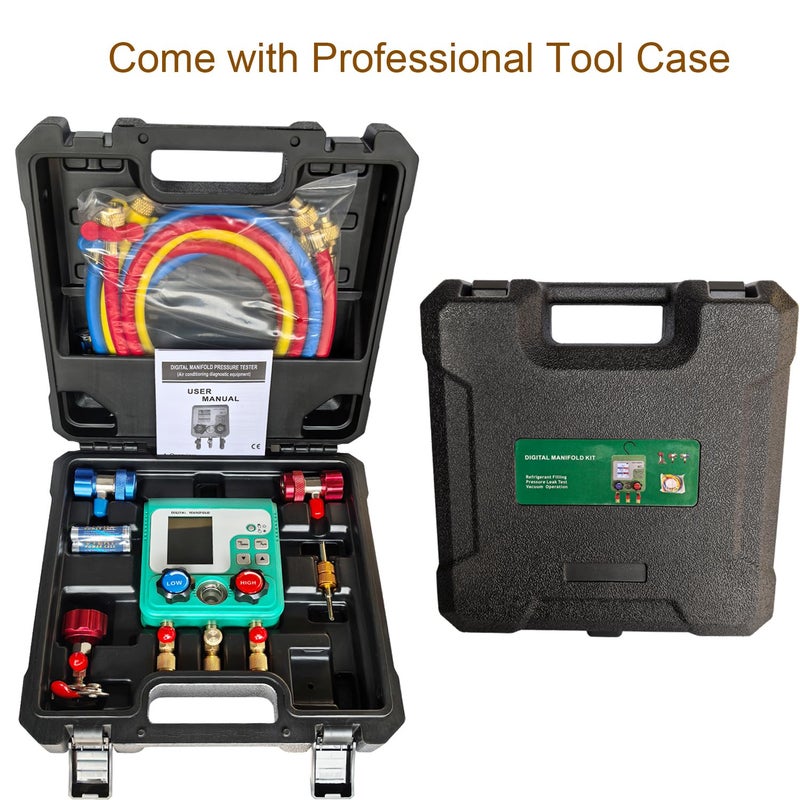 Vanlison Professional Digital HVAC Manifold Gauge Set Refrigerant Gauge Diagnostic Tool for R134A/R410A/1234YF | Pressure/Vacuum/Leak Test | 92 Refrigerant Types Compatibility | HVAC Maintenance - Image 5